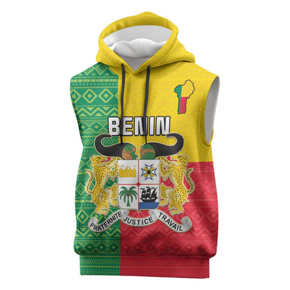 Personalised Afro Benin Sleeveless Hoodie Flag Style - African Pattern - African Pride