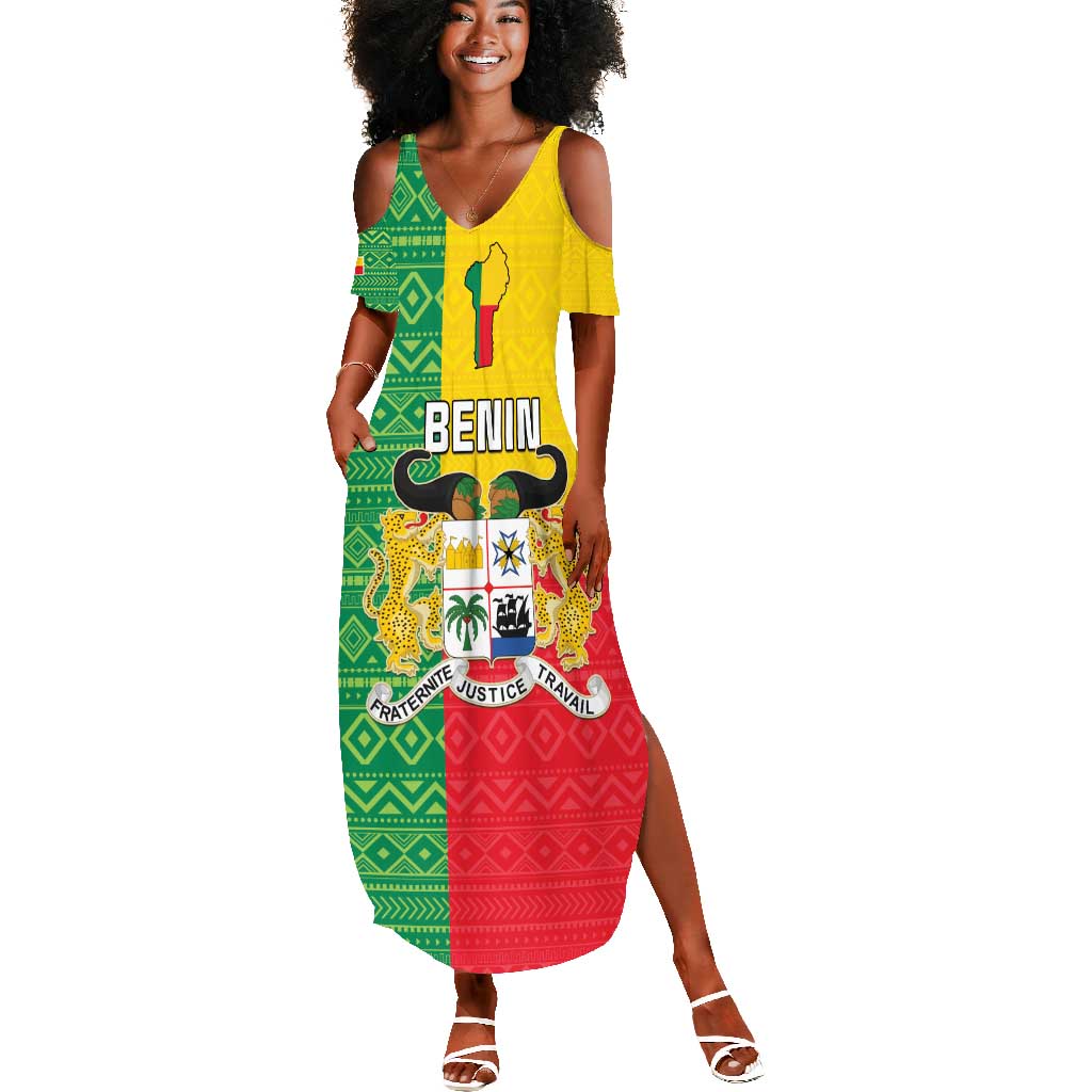 Personalised Afro Benin Summer Maxi Dress Flag Style - African Pattern