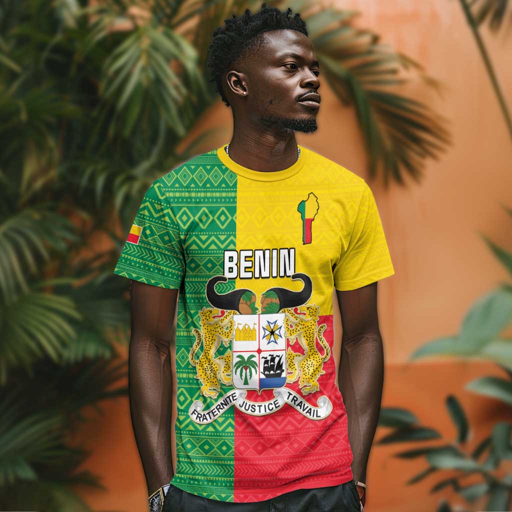Personalised Afro Benin T shirt Flag Style - African Pattern
