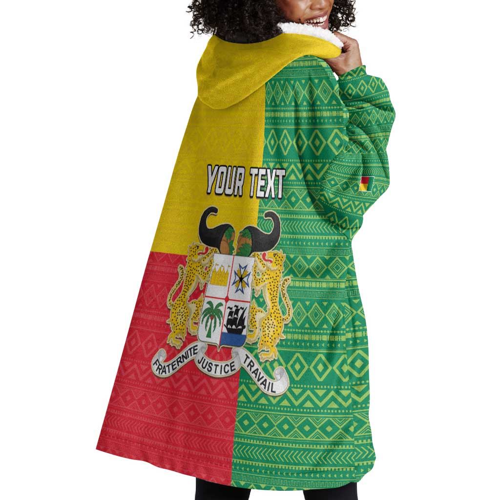 Personalised Afro Benin Wearable Blanket Hoodie Flag Style - African Pattern