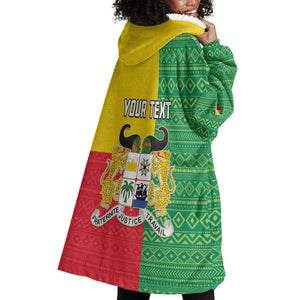 Personalised Afro Benin Wearable Blanket Hoodie Flag Style - African Pattern
