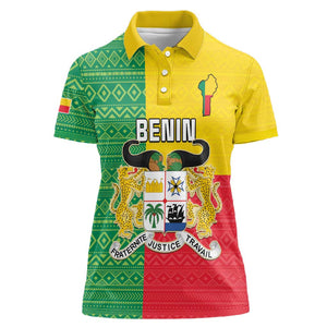 Personalised Afro Benin Women Polo Shirt Flag Style - African Pattern