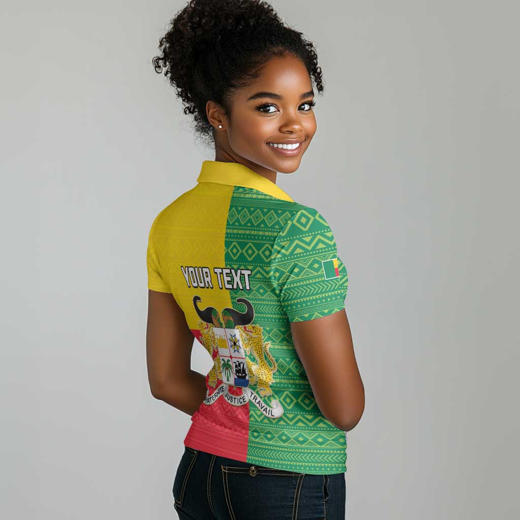 Personalised Afro Benin Women Polo Shirt Flag Style - African Pattern