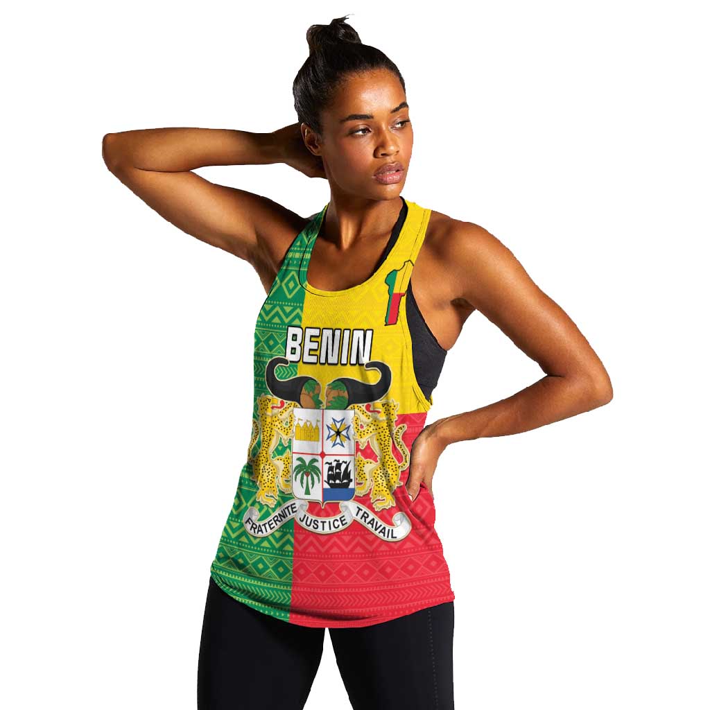 Personalised Afro Benin Women Racerback Tank Flag Style - African Pattern