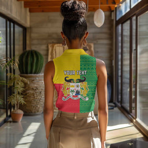 Personalised Afro Benin Women Sleeveless Polo Shirt Flag Style - African Pattern