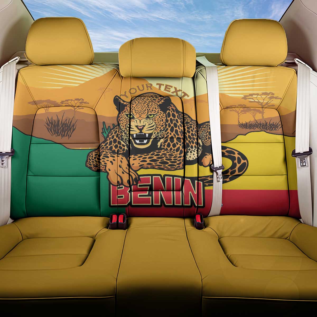 Personalised Afro Benin Leopard Back Car Seat Cover Stay True - Stay Wild