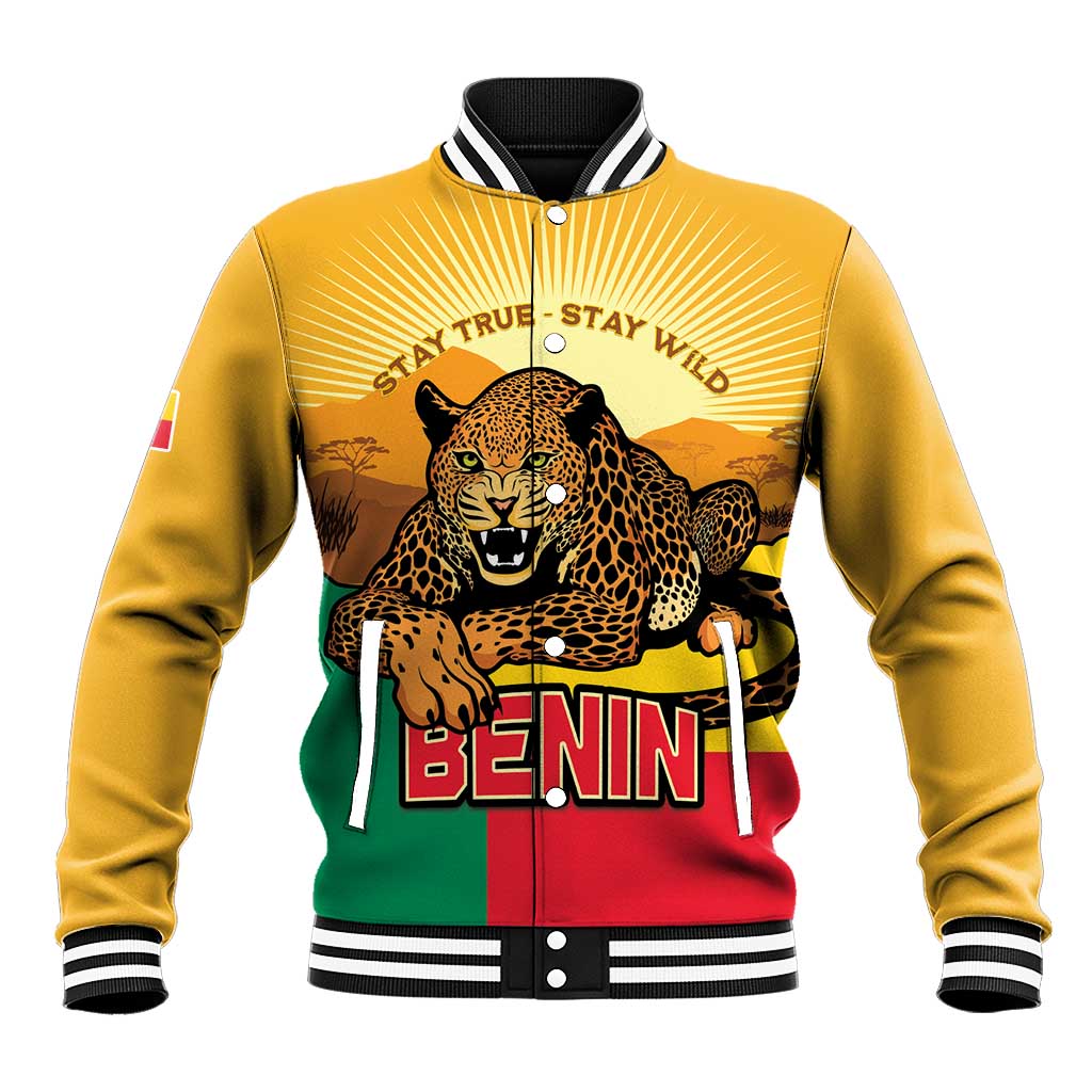 Personalised Afro Benin Leopard Baseball Jacket Stay True - Stay Wild