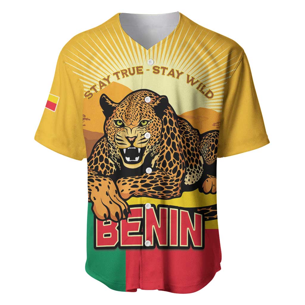 Personalised Afro Benin Leopard Baseball Jersey Stay True - Stay Wild