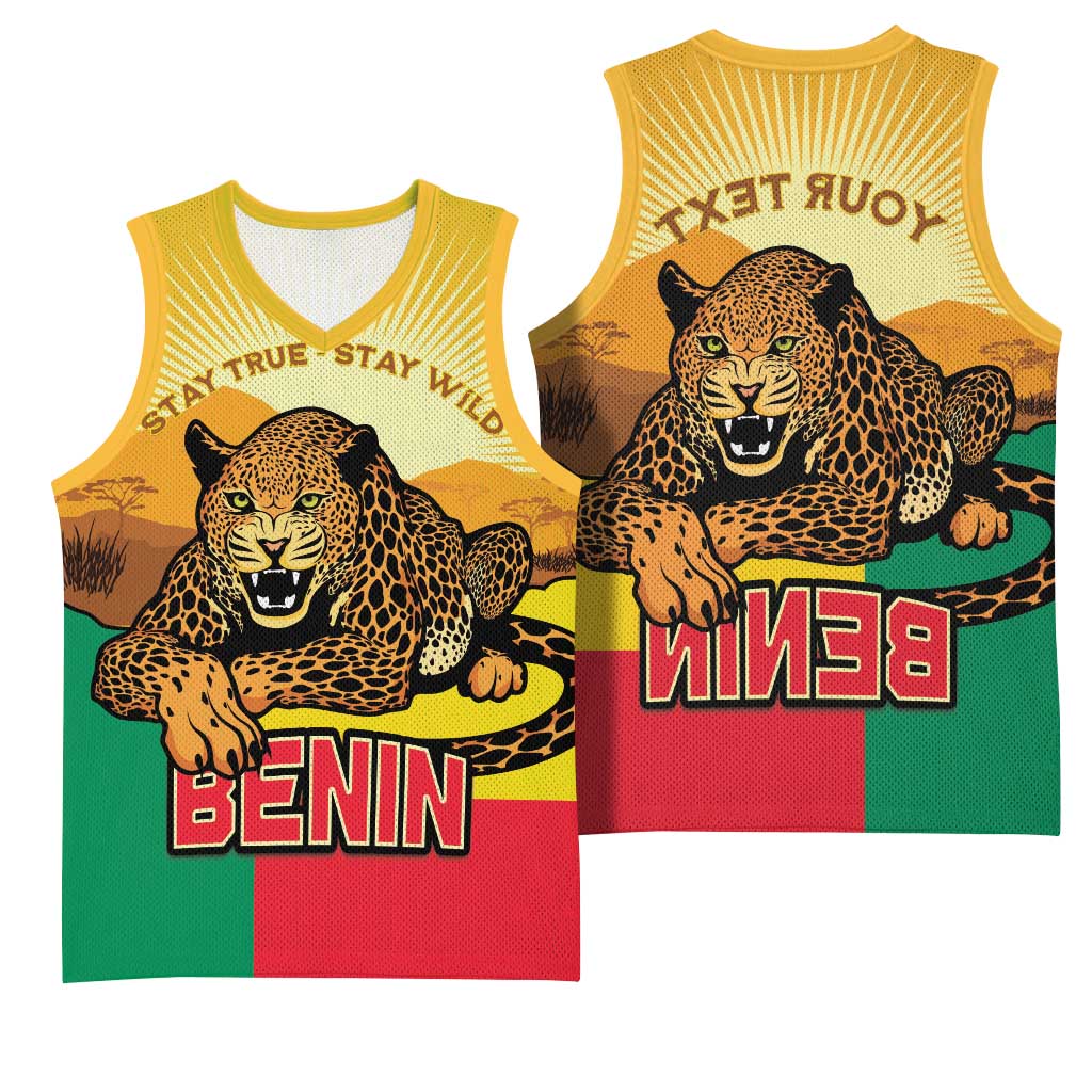 Personalised Afro Benin Leopard Basketball Jersey Stay True - Stay Wild - African Pride