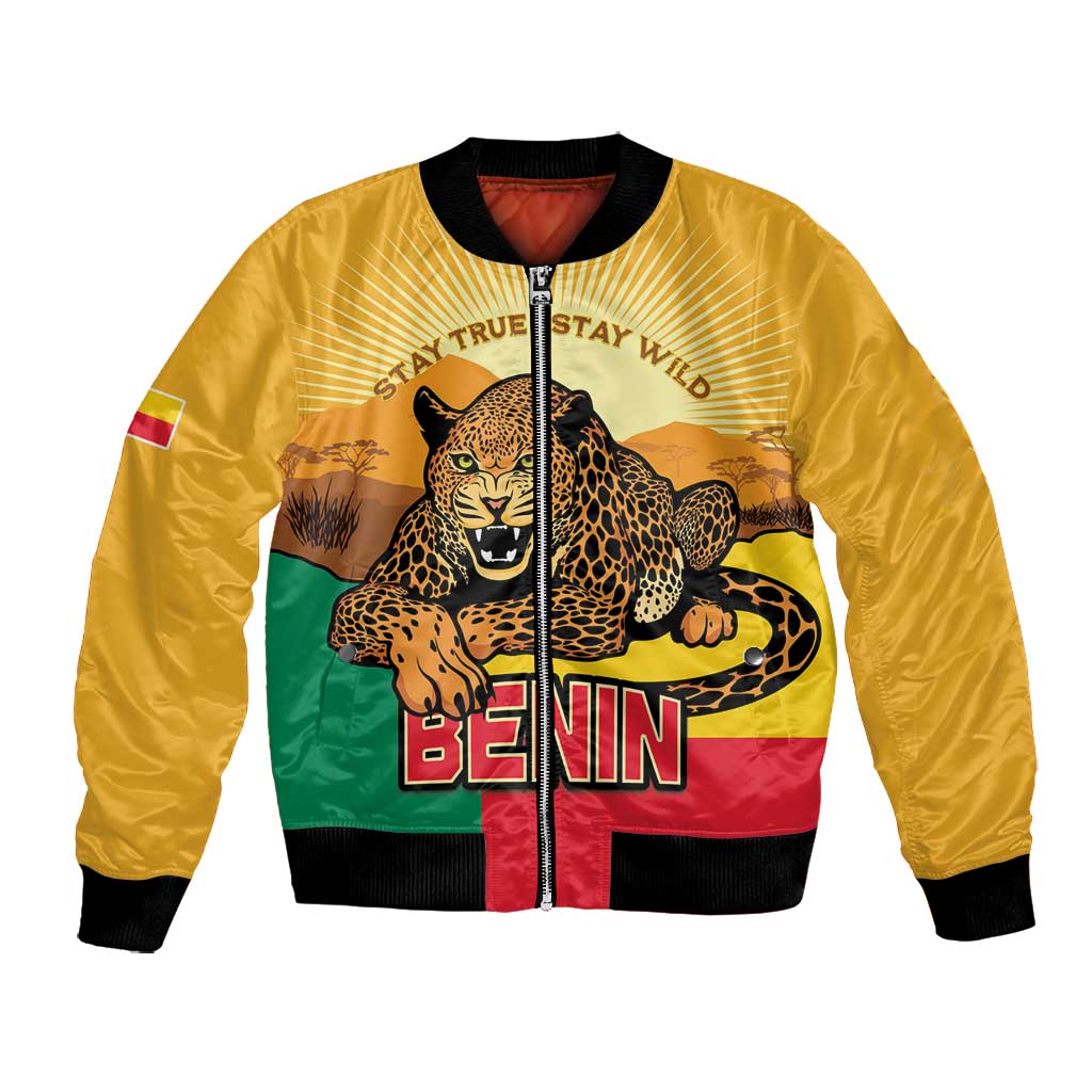 Personalised Afro Benin Leopard Bomber Jacket Stay True - Stay Wild