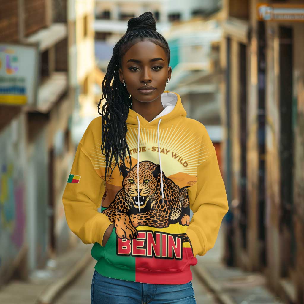 Personalised Afro Benin Leopard Hoodie Stay True - Stay Wild