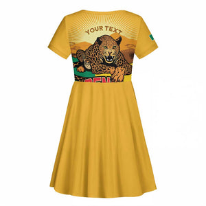 Personalised Afro Benin Leopard Kid Short Sleeve Dress Stay True - Stay Wild