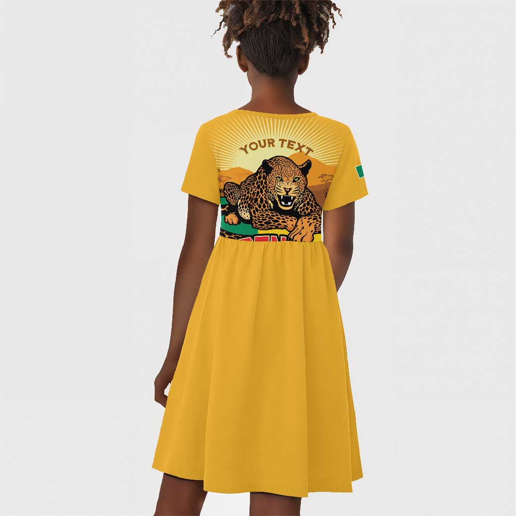 Personalised Afro Benin Leopard Kid Short Sleeve Dress Stay True - Stay Wild
