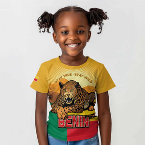 Personalised Afro Benin Leopard Kid T shirt Stay True - Stay Wild