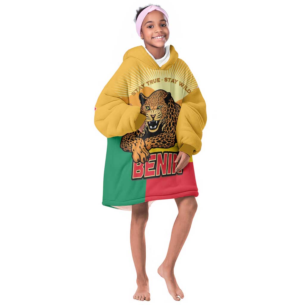 Personalised Afro Benin Leopard Kid Wearable Blanket Hoodie Stay True - Stay Wild