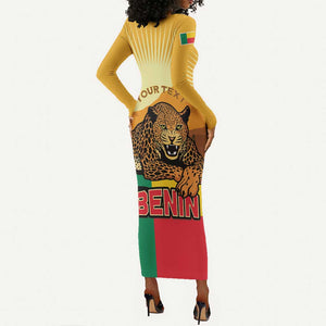 Personalised Afro Benin Leopard Long Sleeve Bodycon Dress Stay True - Stay Wild LT15