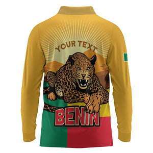 Personalised Afro Benin Leopard Long Sleeve Polo Shirt Stay True - Stay Wild
