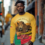 Personalised Afro Benin Leopard Long Sleeve Shirt Stay True - Stay Wild