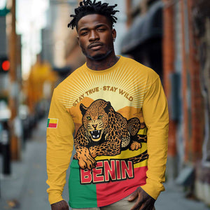 Personalised Afro Benin Leopard Long Sleeve Shirt Stay True - Stay Wild