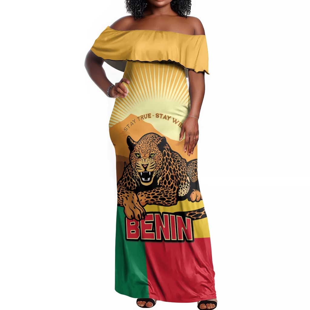 Personalised Afro Benin Leopard Off Shoulder Maxi Dress Stay True - Stay Wild