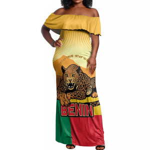 Personalised Afro Benin Leopard Off Shoulder Maxi Dress Stay True - Stay Wild
