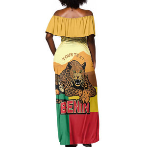Personalised Afro Benin Leopard Off Shoulder Maxi Dress Stay True - Stay Wild