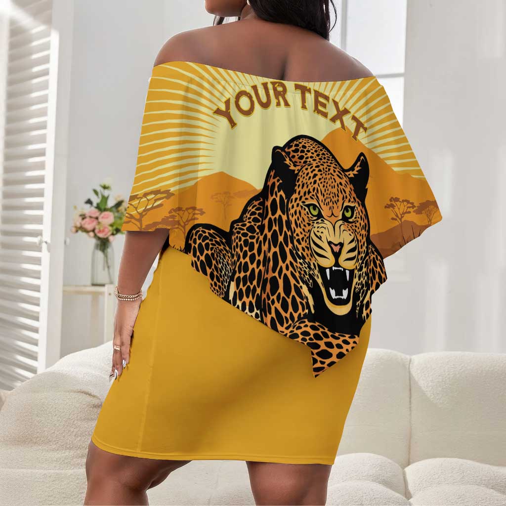 Personalised Afro Benin Leopard Off Shoulder Short Dress Stay True - Stay Wild