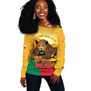 Personalised Afro Benin Leopard Off Shoulder Sweater Stay True - Stay Wild