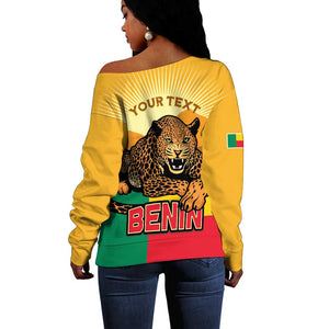 Personalised Afro Benin Leopard Off Shoulder Sweater Stay True - Stay Wild