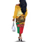 Personalised Afro Benin Leopard Off The Shoulder Long Sleeve Dress Stay True - Stay Wild