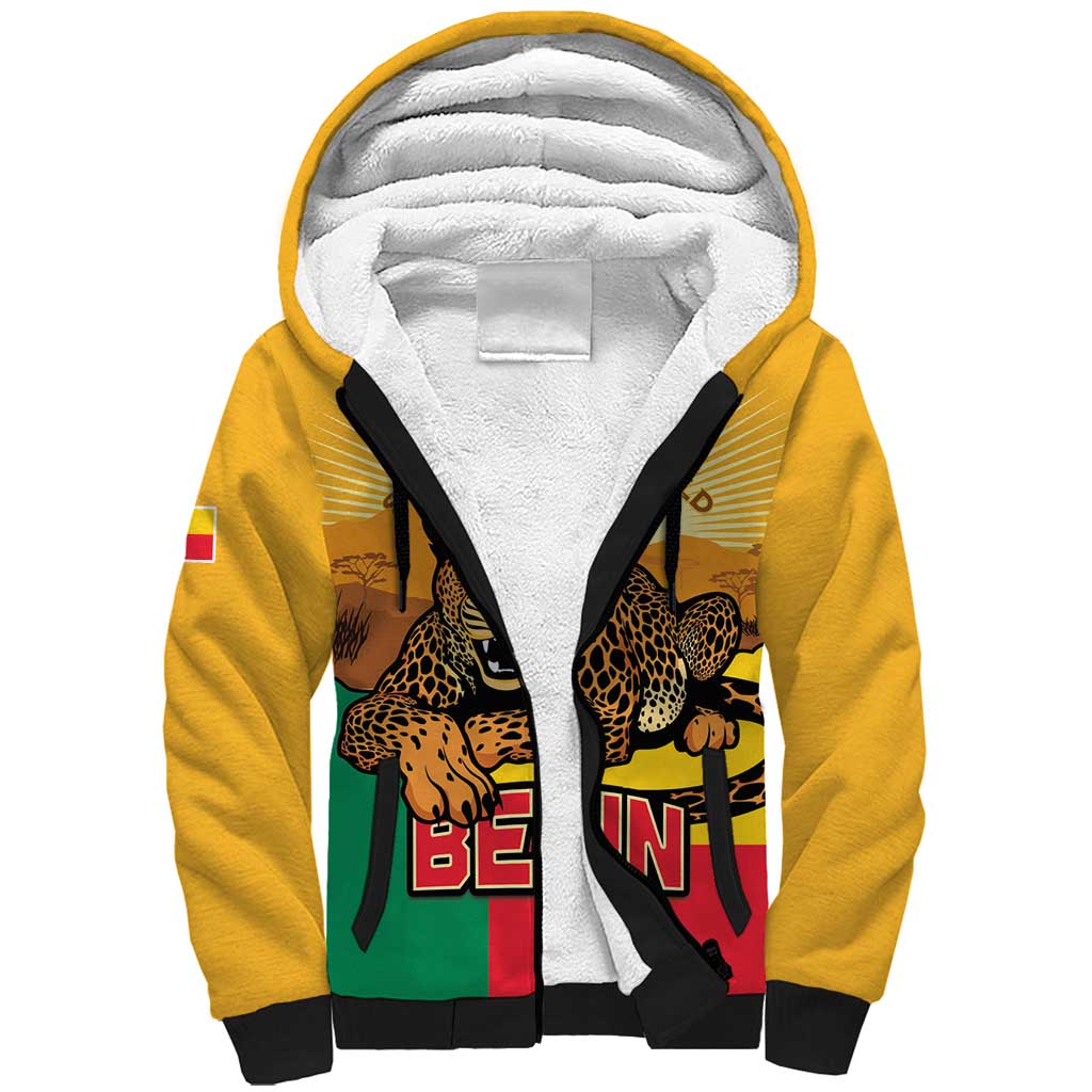 Personalised Afro Benin Leopard Sherpa Hoodie Stay True - Stay Wild