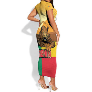 Personalised Afro Benin Leopard Short Sleeve Bodycon Dress Stay True - Stay Wild LT15