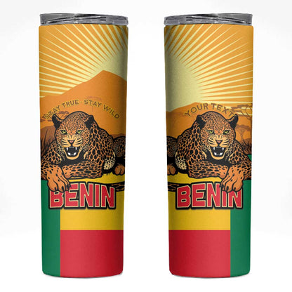 Personalised Afro Benin Leopard Skinny Tumbler Stay True - Stay Wild