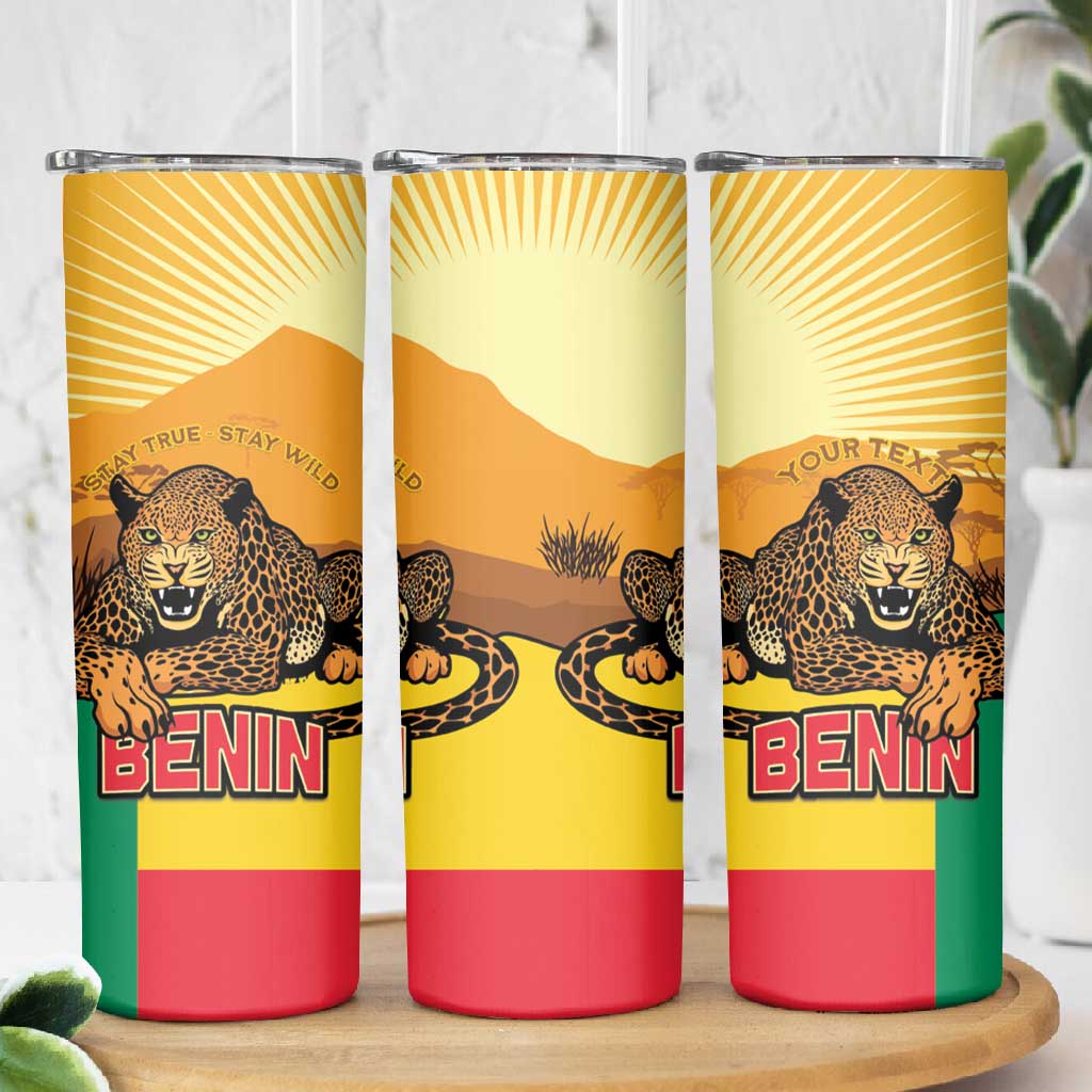 Personalised Afro Benin Leopard Skinny Tumbler Stay True - Stay Wild