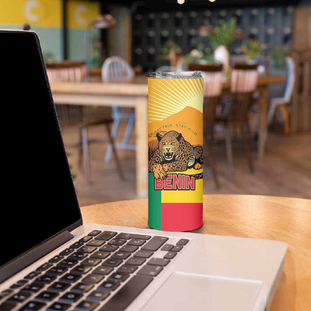 Personalised Afro Benin Leopard Skinny Tumbler Stay True - Stay Wild