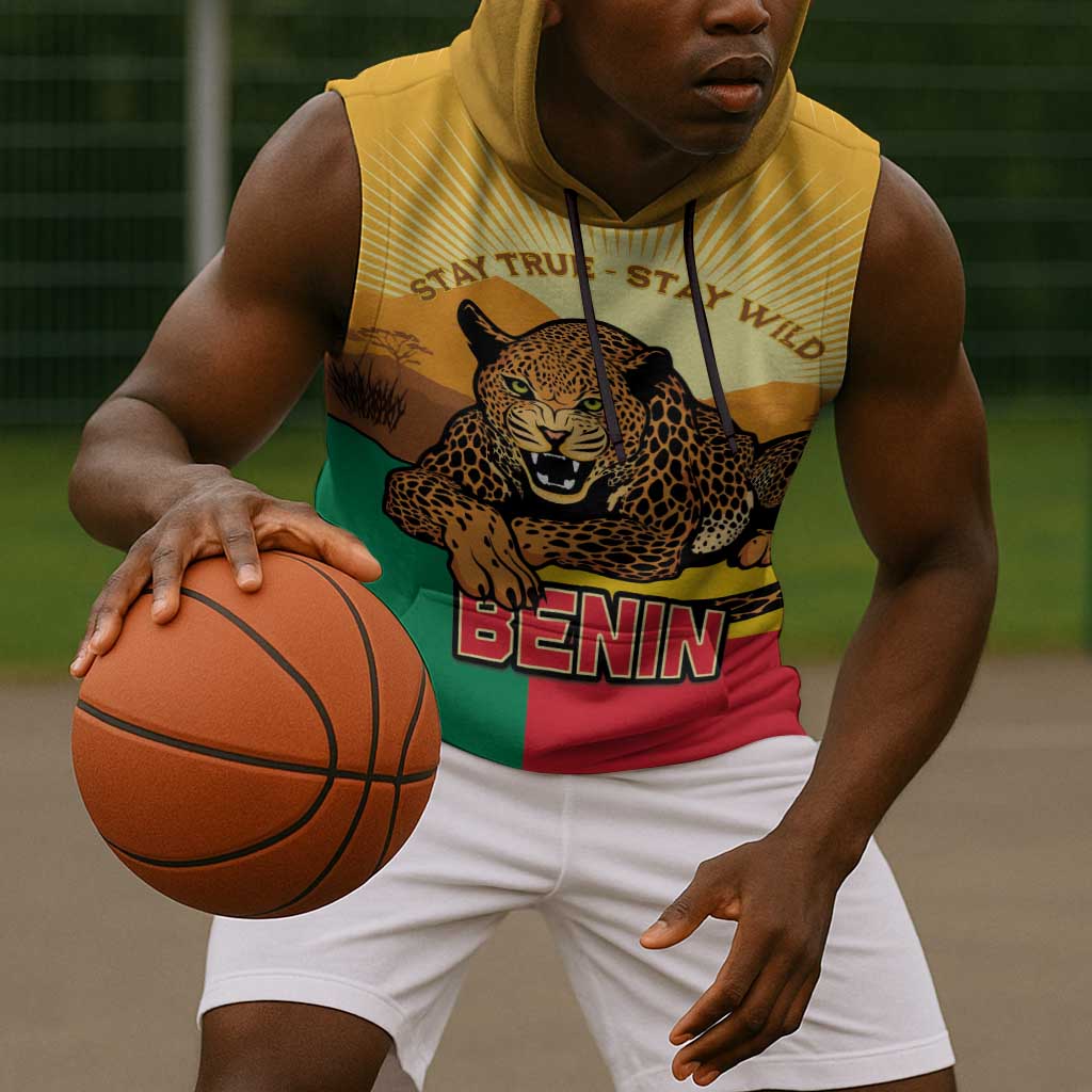 Personalised Afro Benin Leopard Sleeveless Hoodie Stay True - Stay Wild - African Pride
