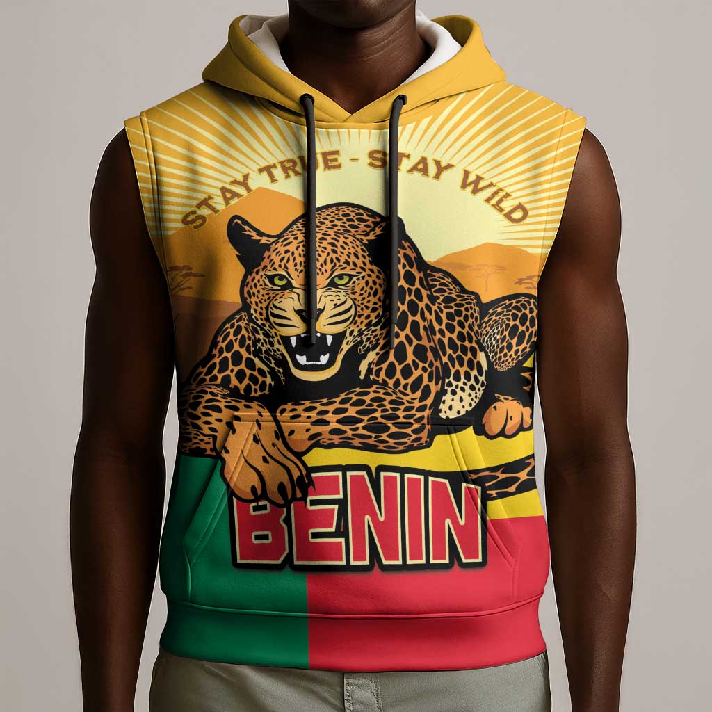 Personalised Afro Benin Leopard Sleeveless Hoodie Stay True - Stay Wild - African Pride
