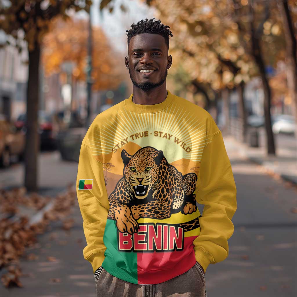 Personalised Afro Benin Leopard Sweatshirt Stay True - Stay Wild