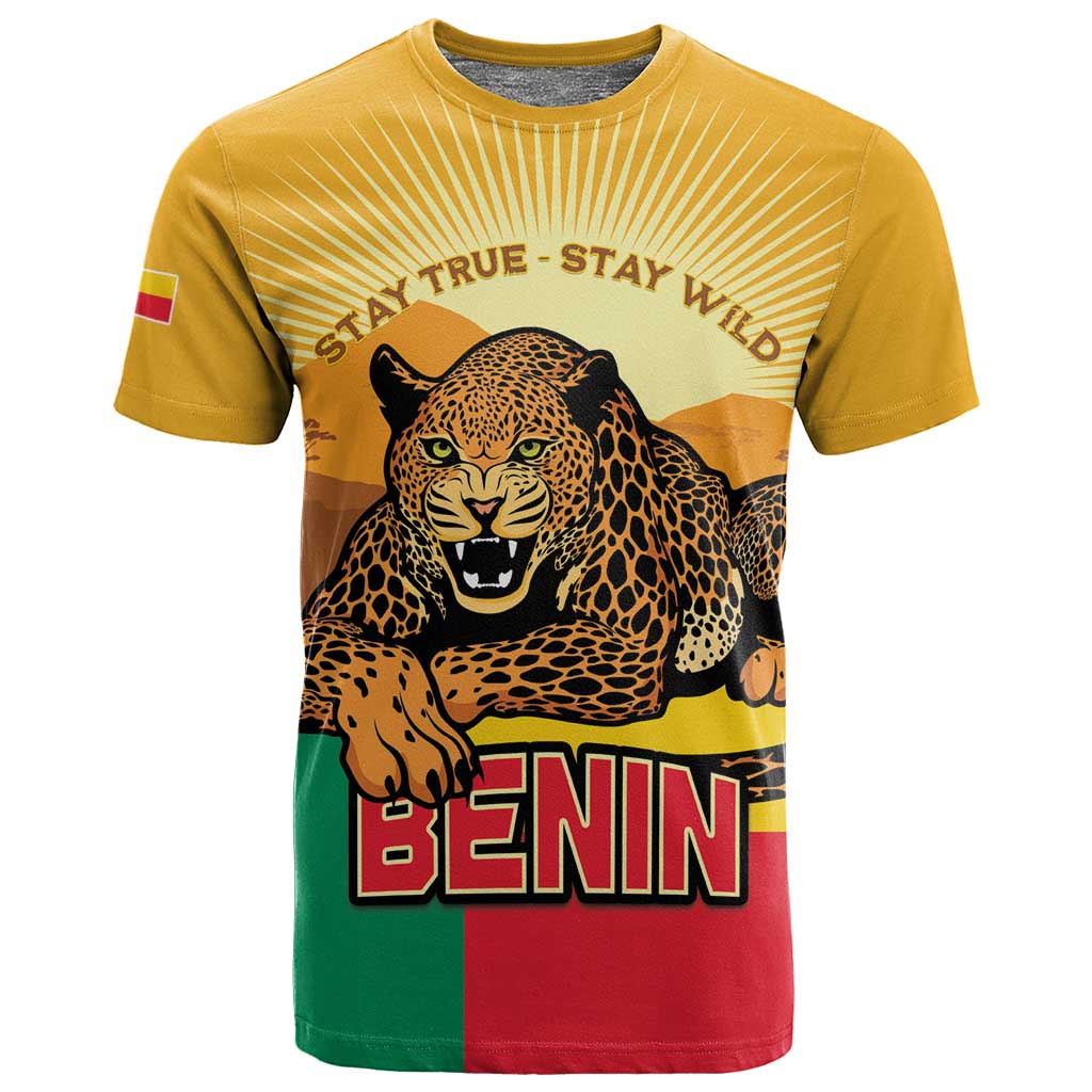 Personalised Afro Benin Leopard T shirt Stay True - Stay Wild