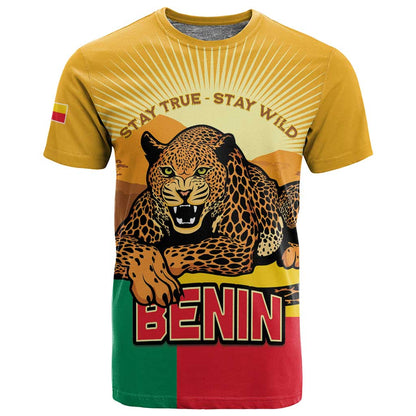 Personalised Afro Benin Leopard T shirt Stay True - Stay Wild