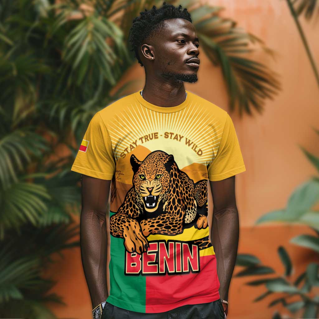 Personalised Afro Benin Leopard T shirt Stay True - Stay Wild