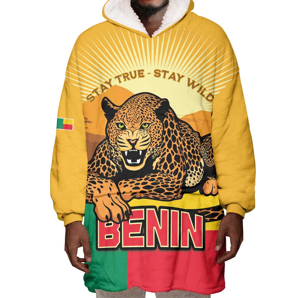 Personalised Afro Benin Leopard Wearable Blanket Hoodie Stay True - Stay Wild
