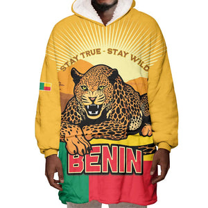 Personalised Afro Benin Leopard Wearable Blanket Hoodie Stay True - Stay Wild
