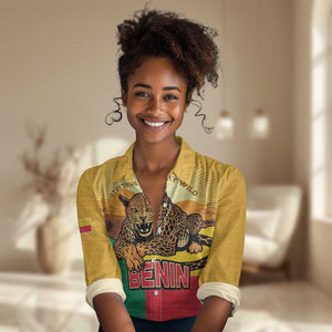 Personalised Afro Benin Leopard Women Casual Shirt Stay True - Stay Wild LT15