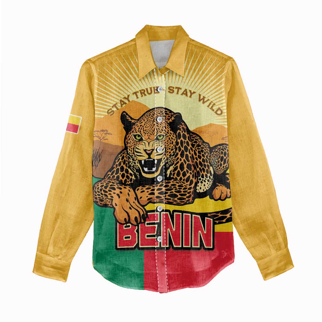 Personalised Afro Benin Leopard Women Casual Shirt Stay True - Stay Wild LT15