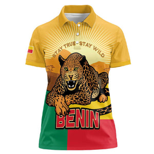 Personalised Afro Benin Leopard Women Polo Shirt Stay True - Stay Wild
