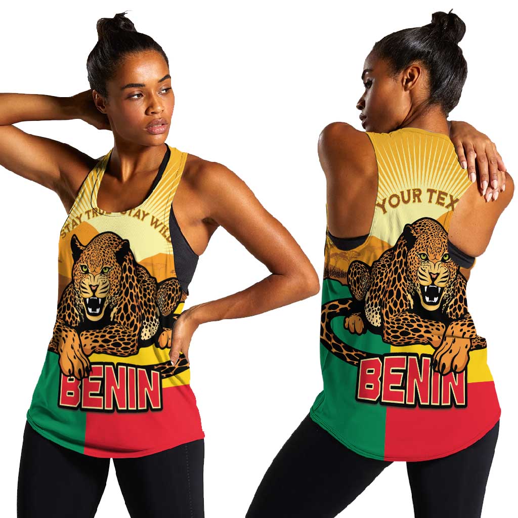 Personalised Afro Benin Leopard Women Racerback Tank Stay True - Stay Wild