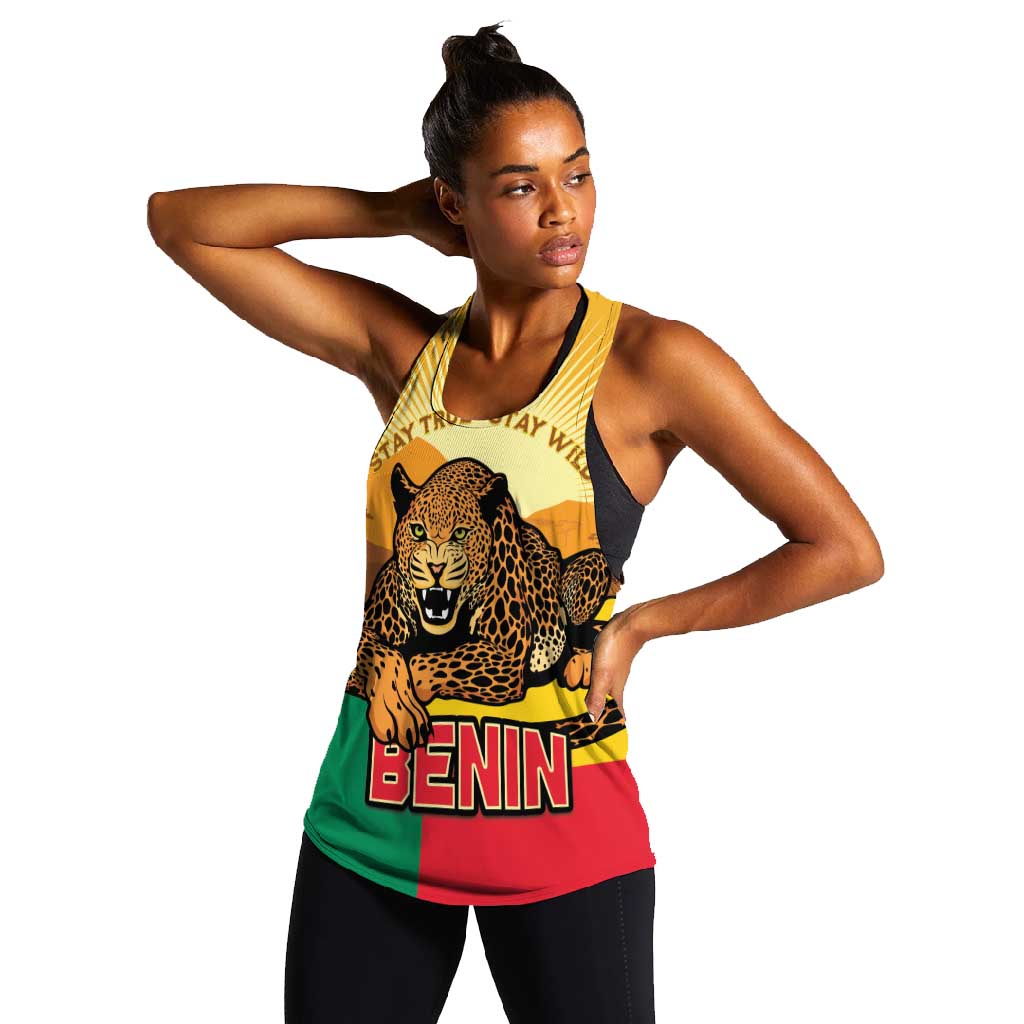 Personalised Afro Benin Leopard Women Racerback Tank Stay True - Stay Wild