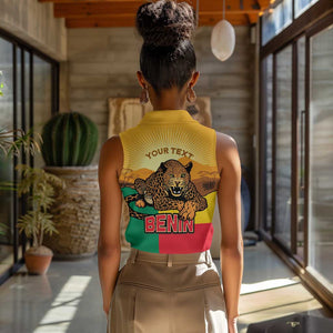Personalised Afro Benin Leopard Women Sleeveless Polo Shirt Stay True - Stay Wild