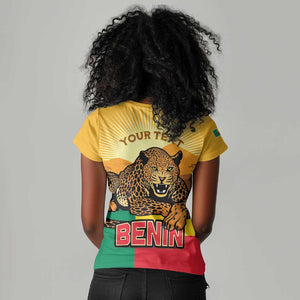 Personalised Afro Benin Leopard Women V-Neck T-Shirt Stay True - Stay Wild